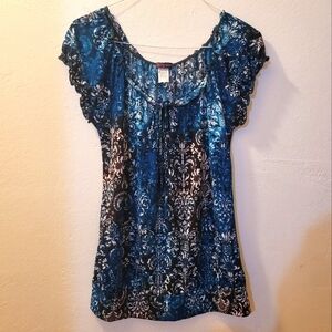 AGENDA Y2k Off Shoulder keyhole Tie sz Large Top